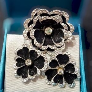 Vintage German Brooch and Screw-Back Earrings Set Aluminum Lightweight